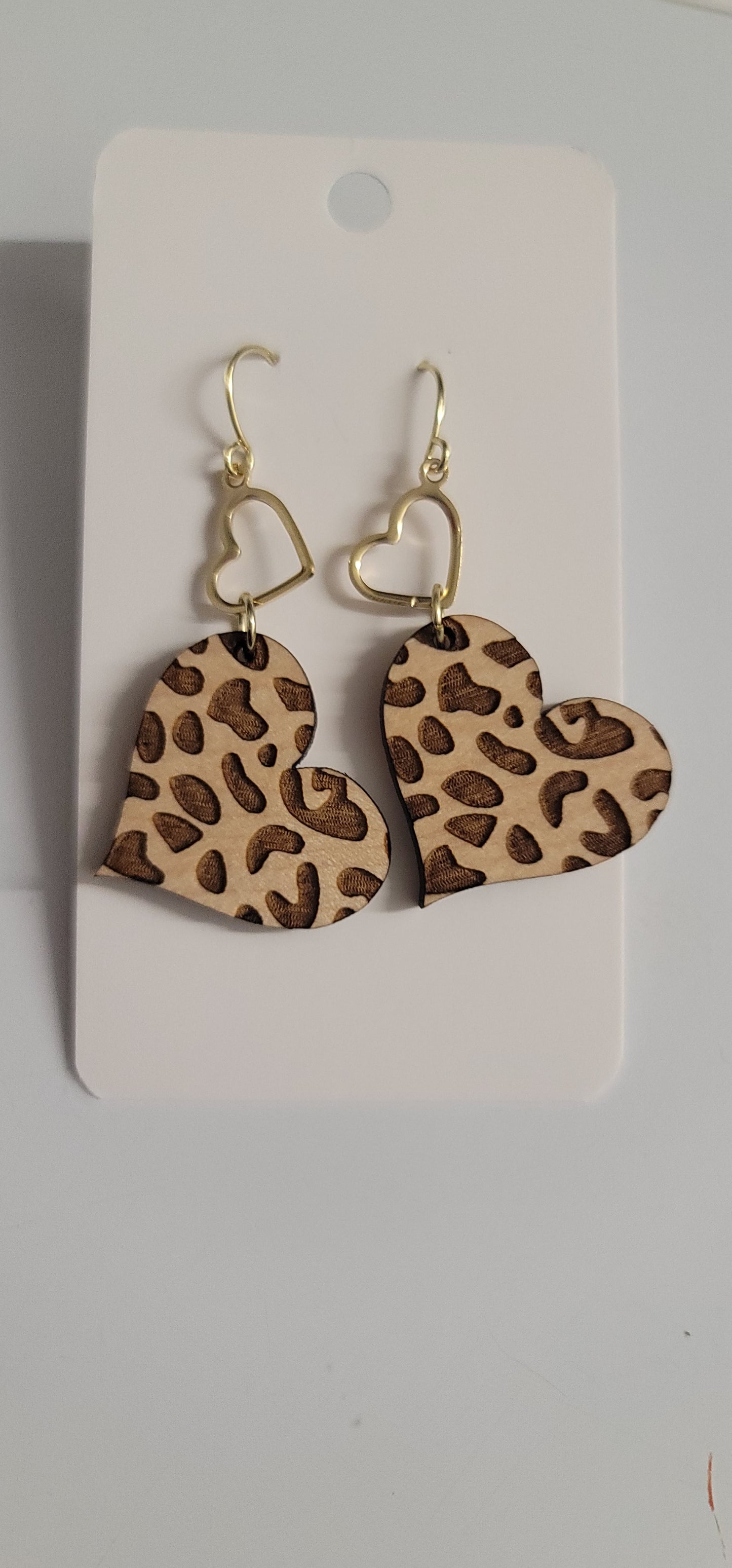 Wood heart earring