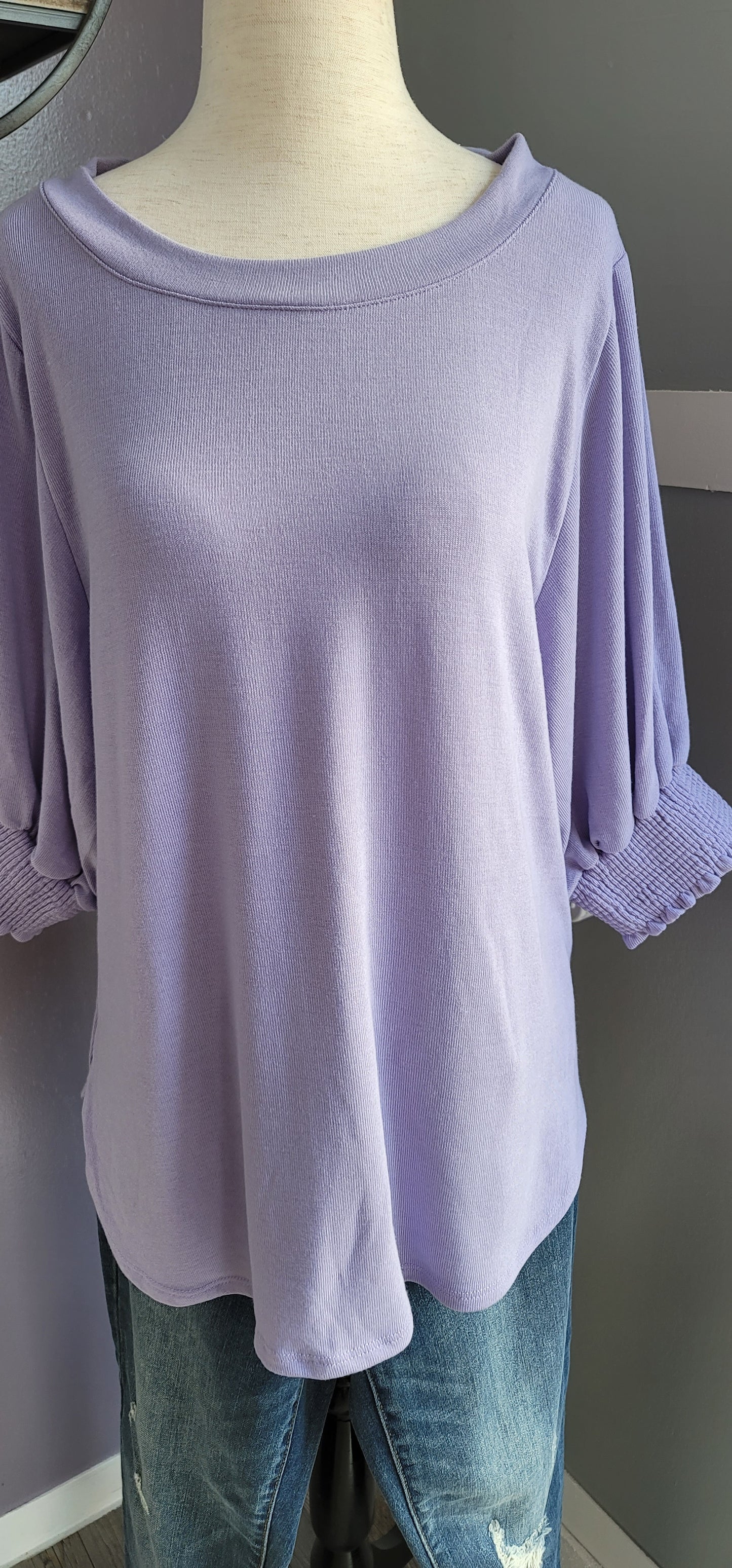 Lavender solid puff sleeve