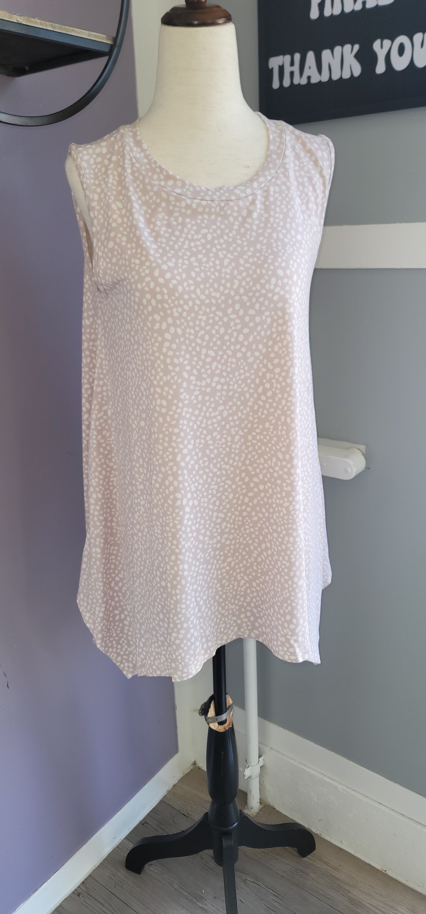 Leopard print sleeveless handkerchief tunic