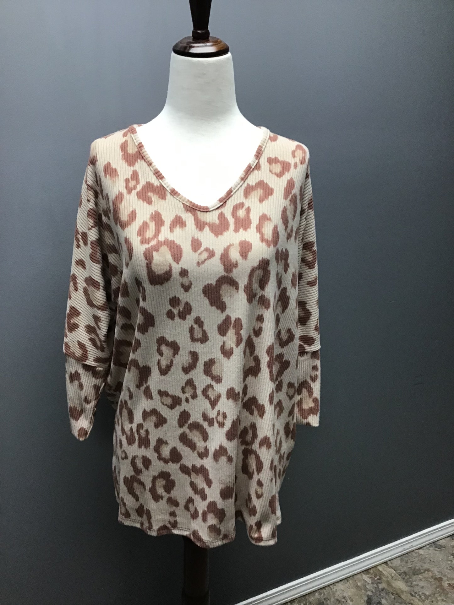 Leopard print waffle knit