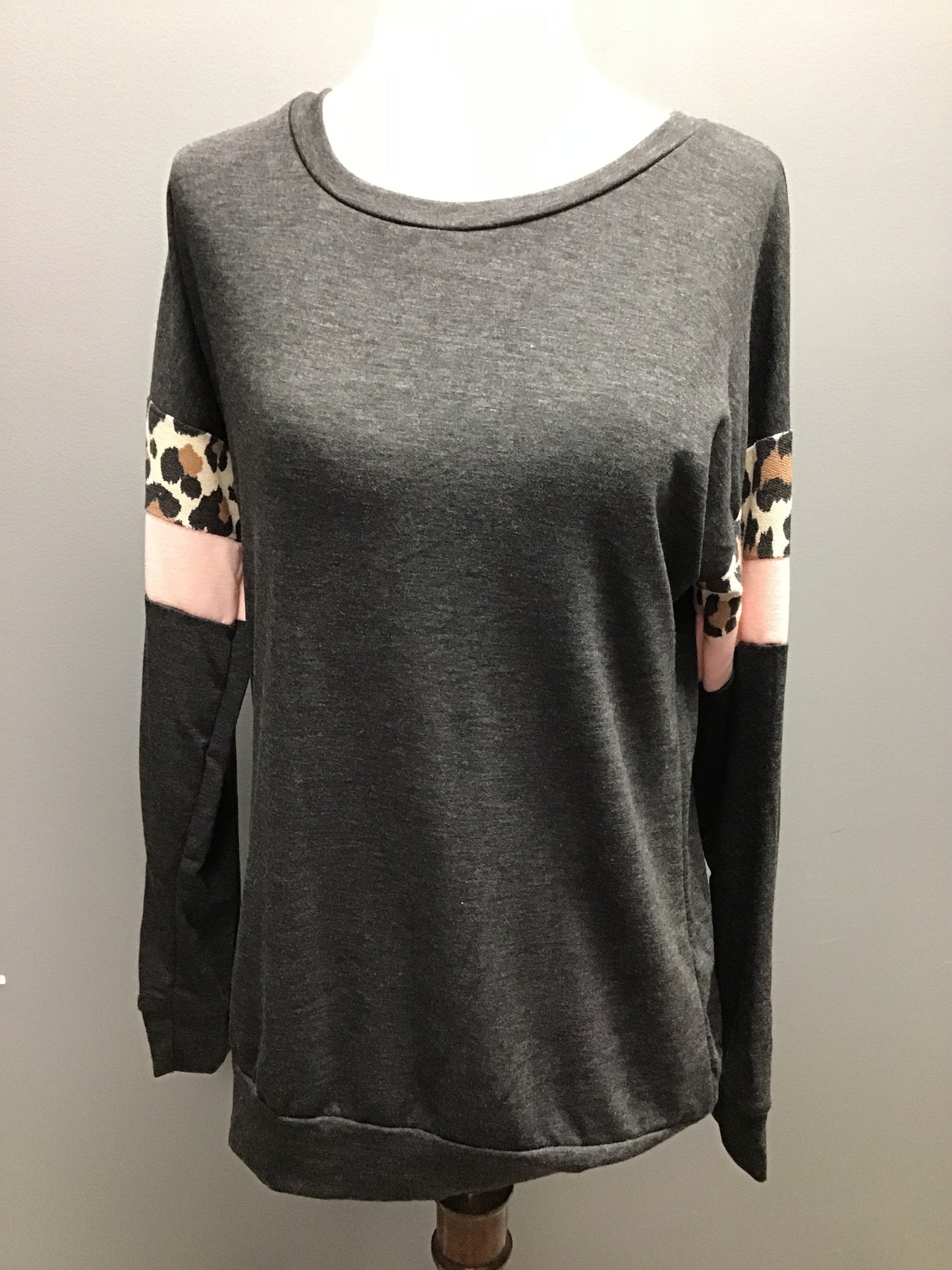 Pullover sweatshirt with accent sleeve