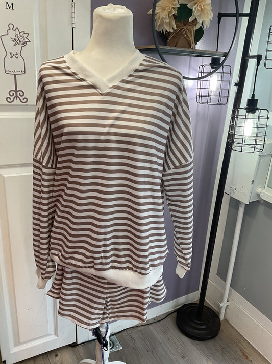 Stripe lounge short set