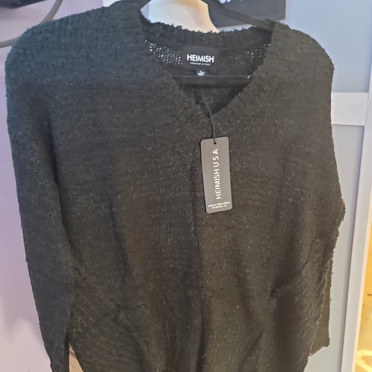 Black side slit sweater