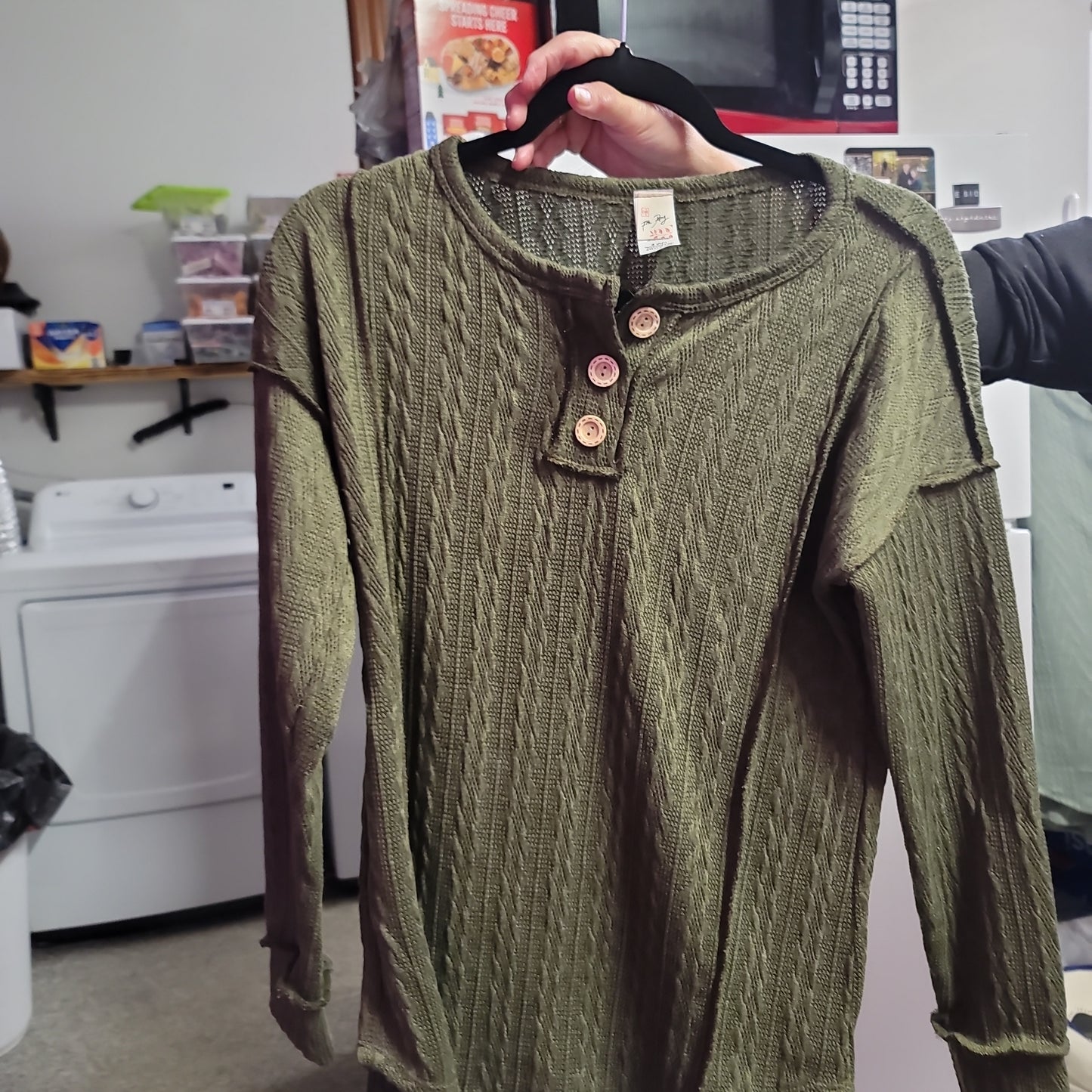 Cable knit button top