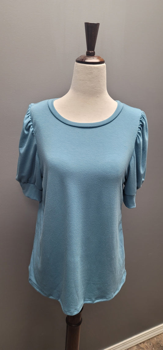 Blue round neck top