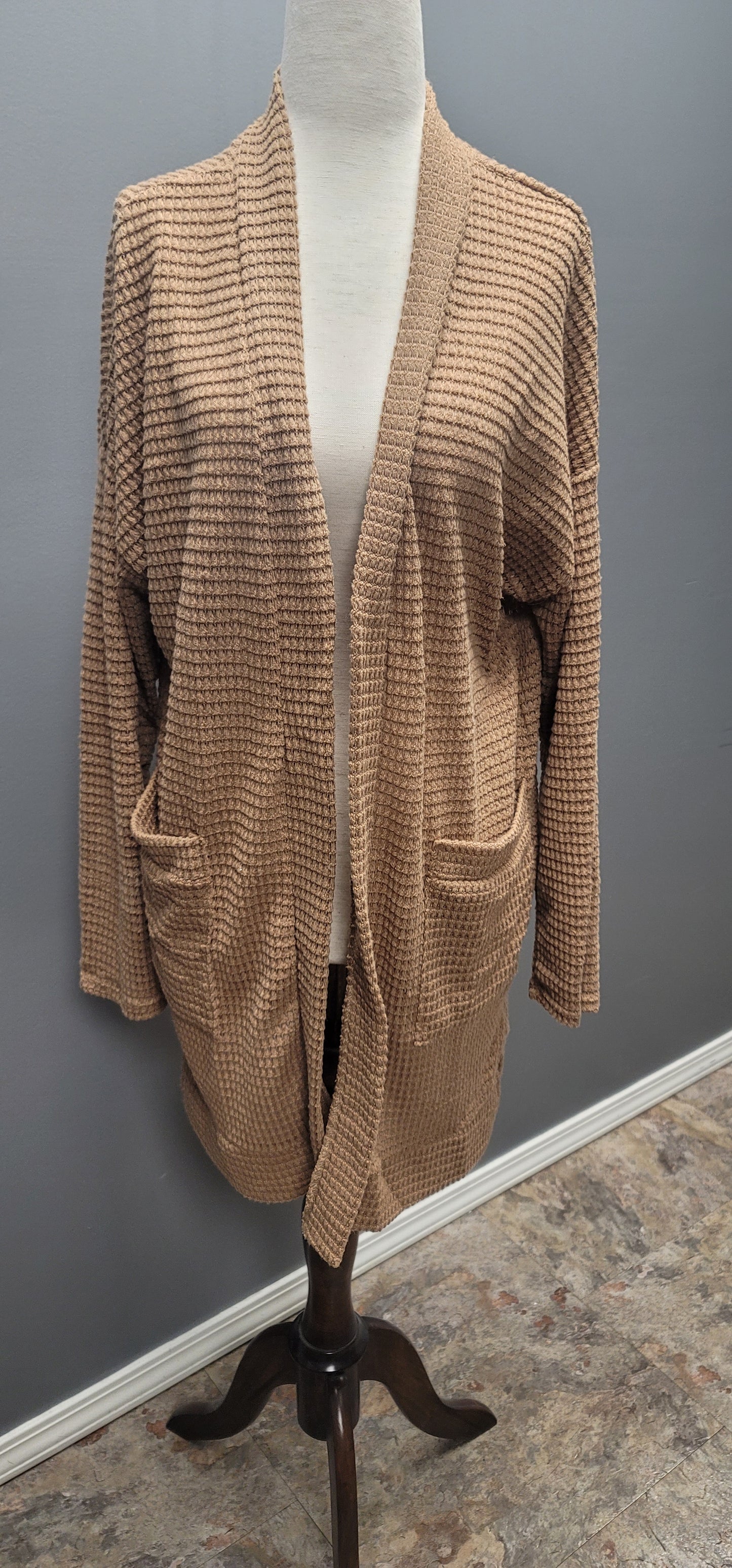 Waffle knit cardigan