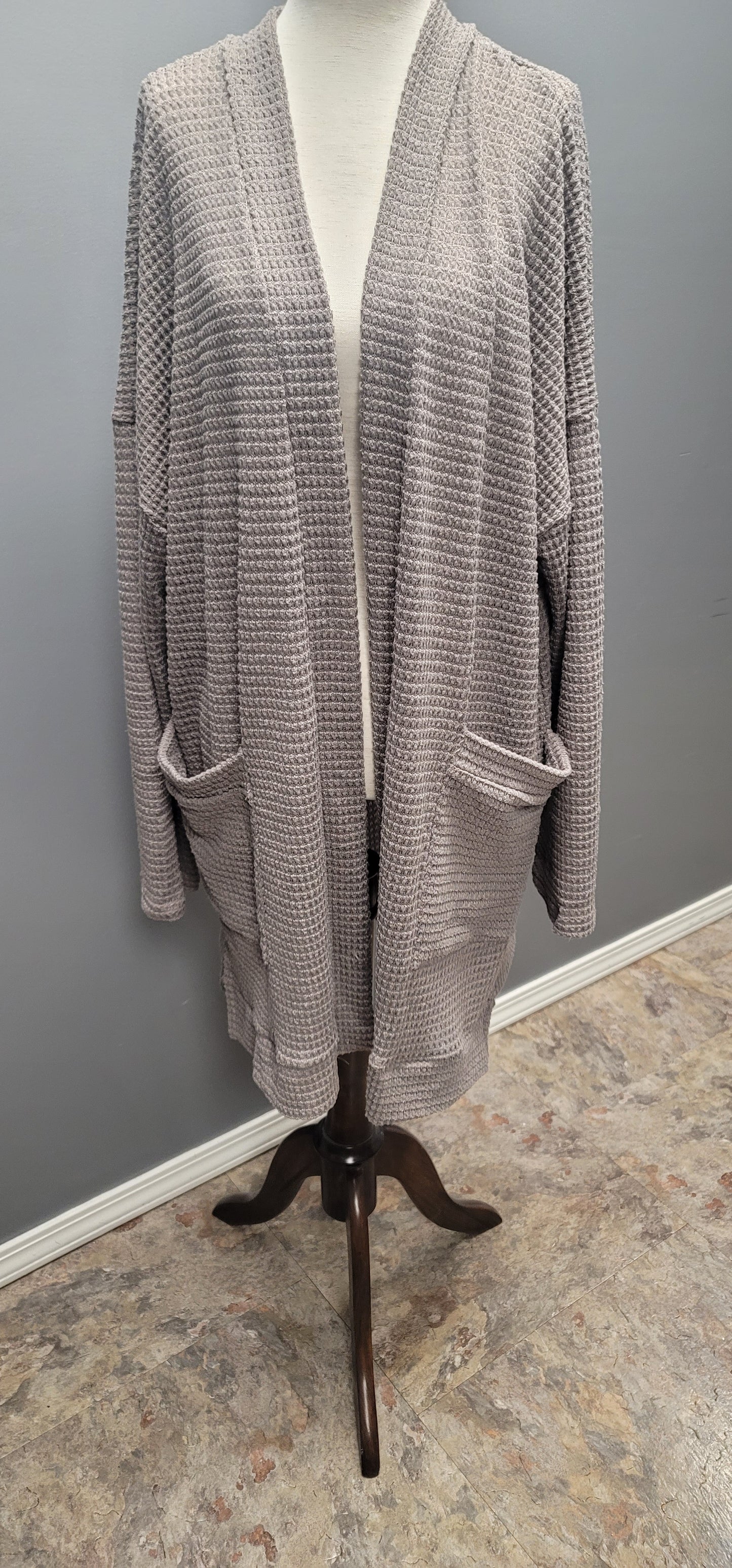 Waffle knit cardigan