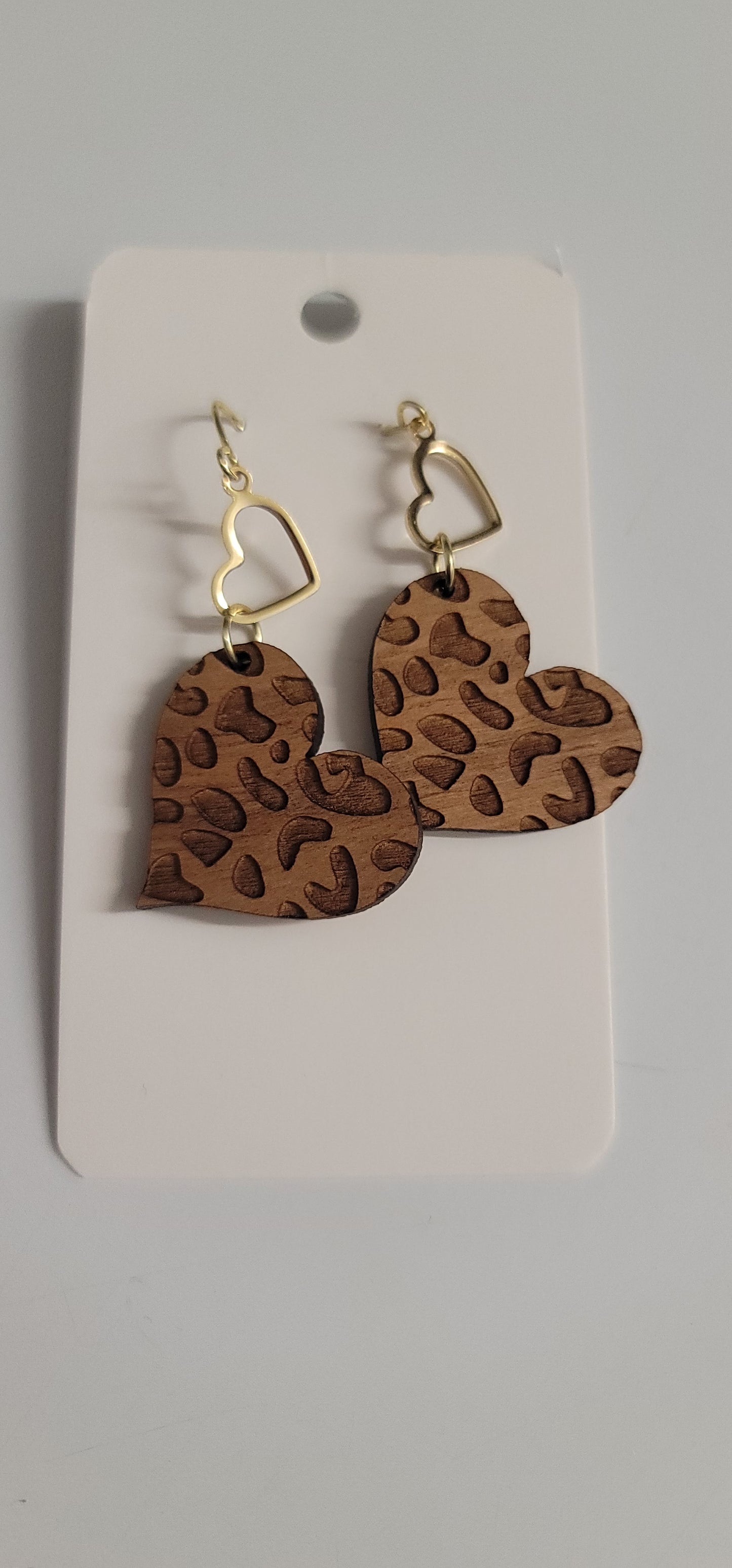 Wood heart earring