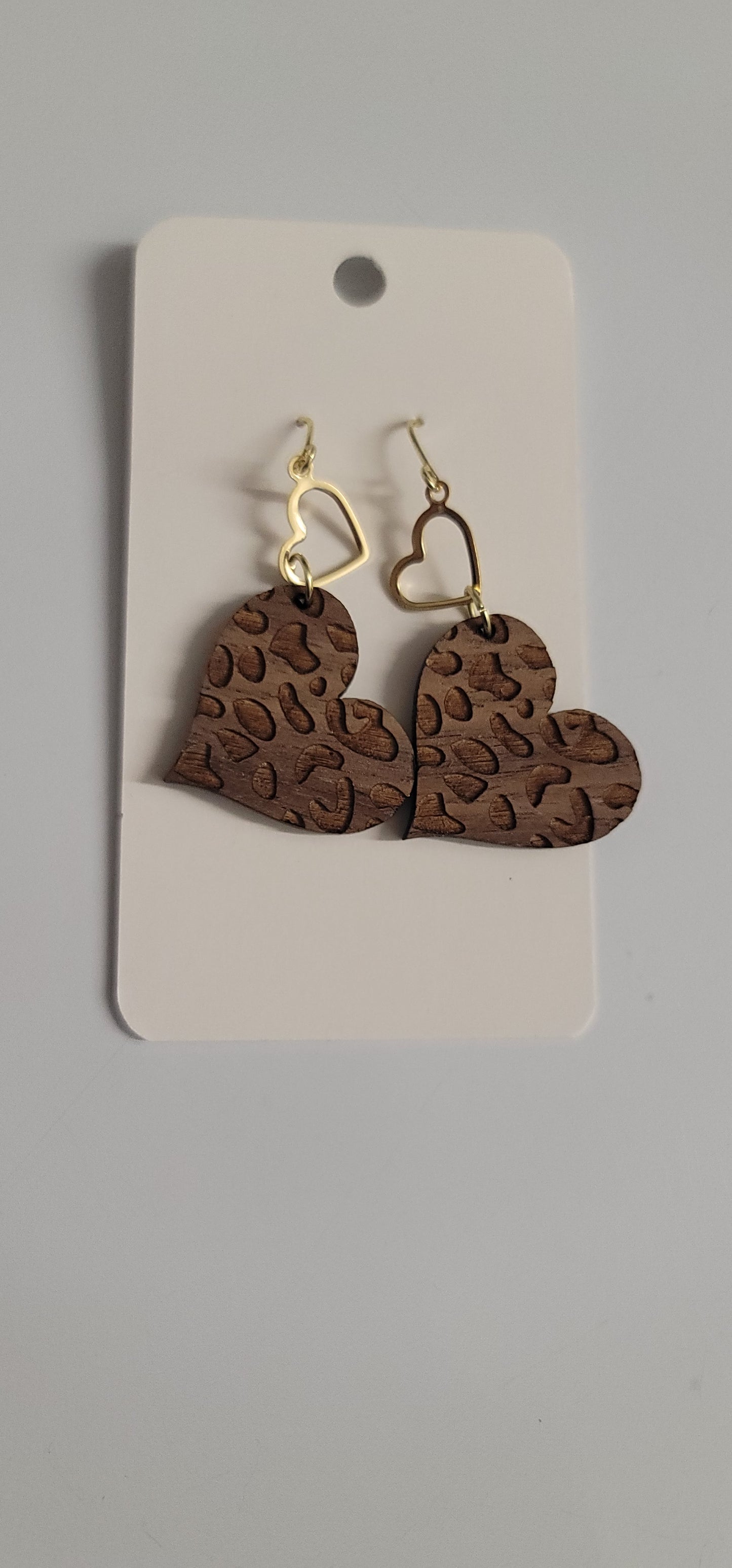 Wood heart earring