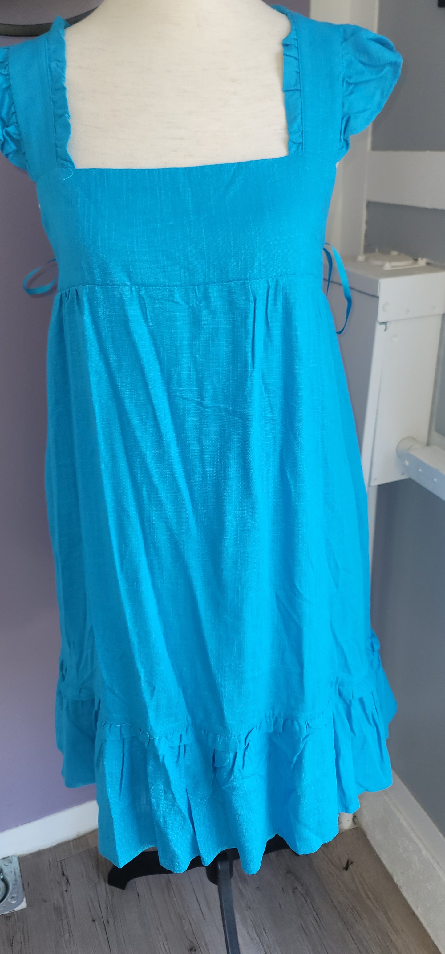 Aqua solid mini dress