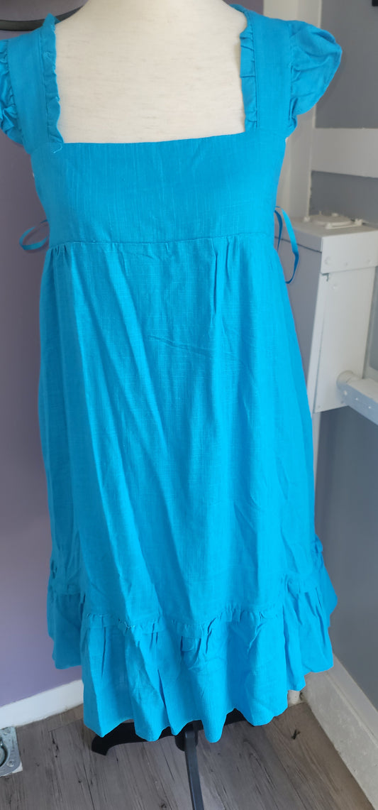 Aqua solid mini dress