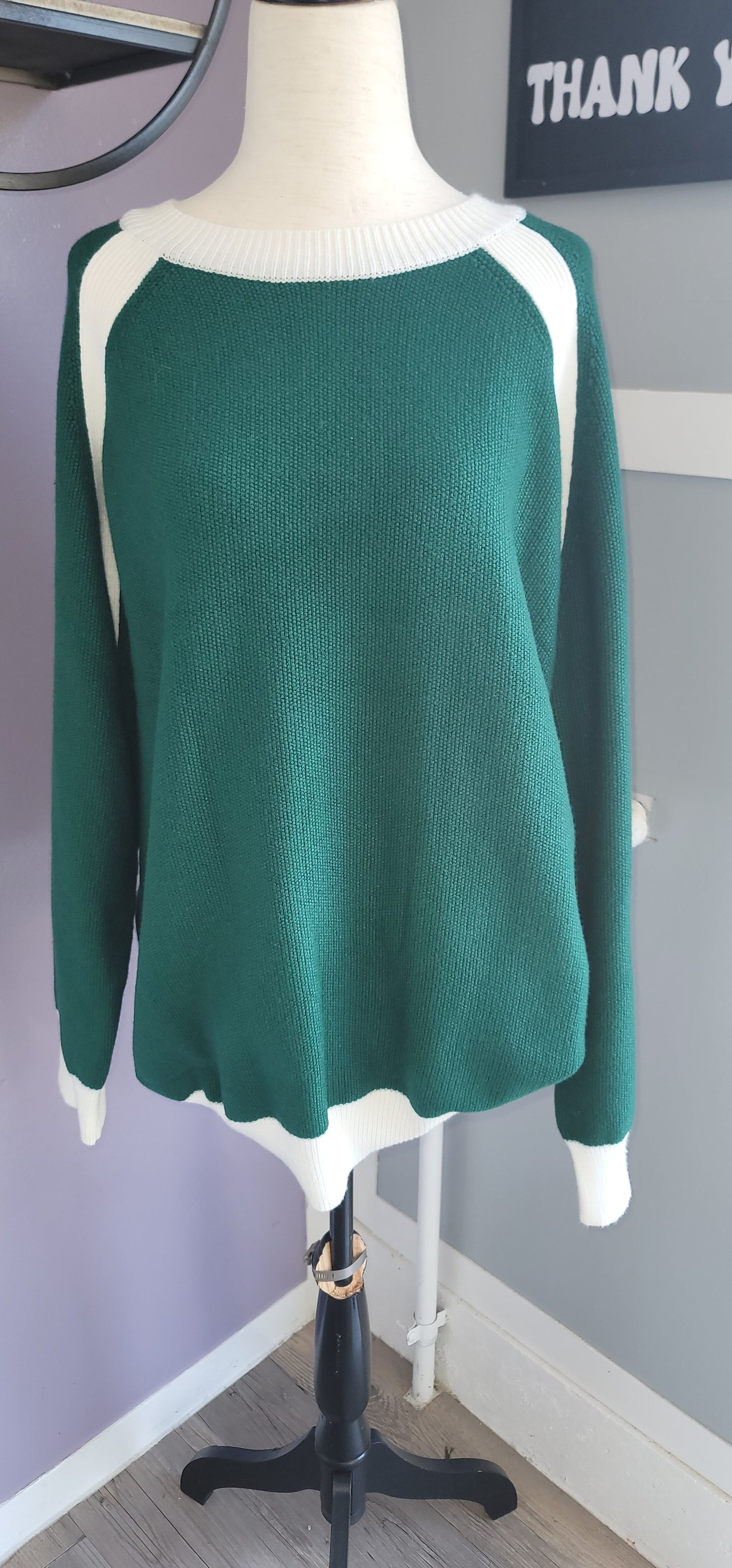 Hunter green raglan sweater