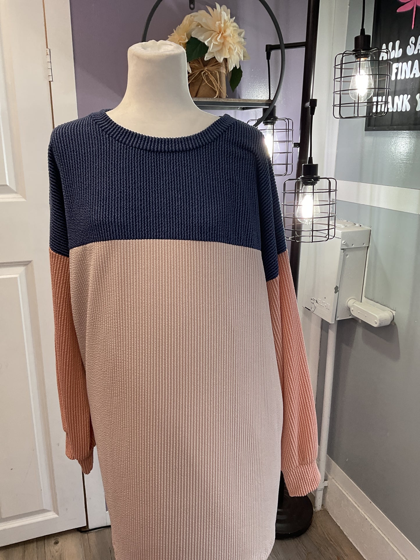 Ribbed color block sweatshirt