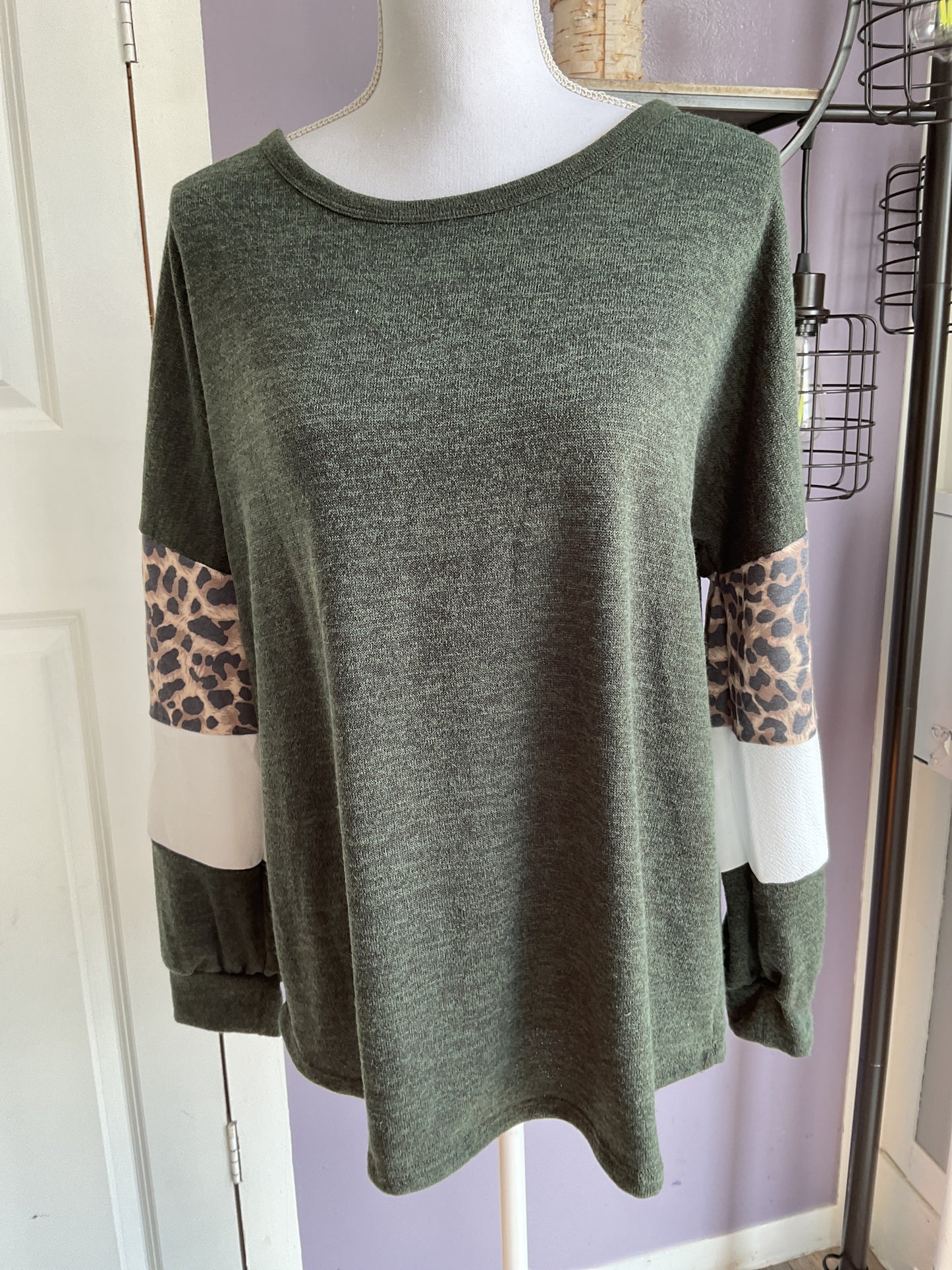 Olive animal print top