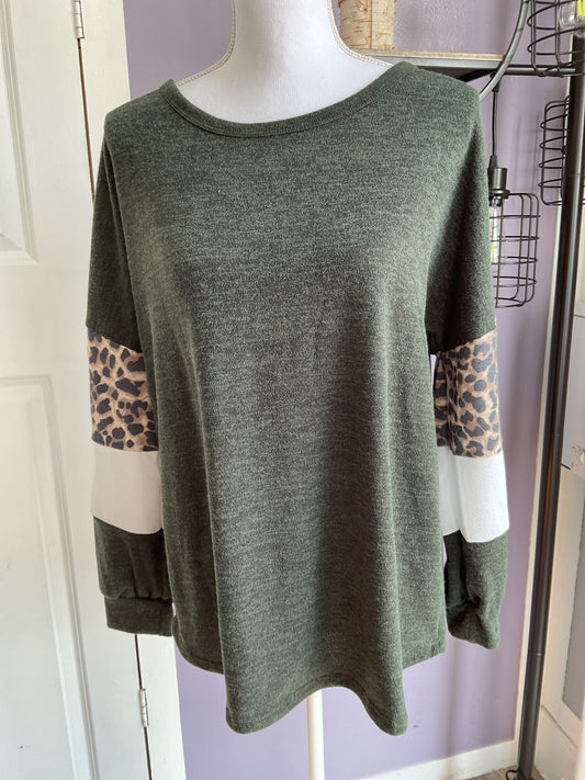 Olive animal print top