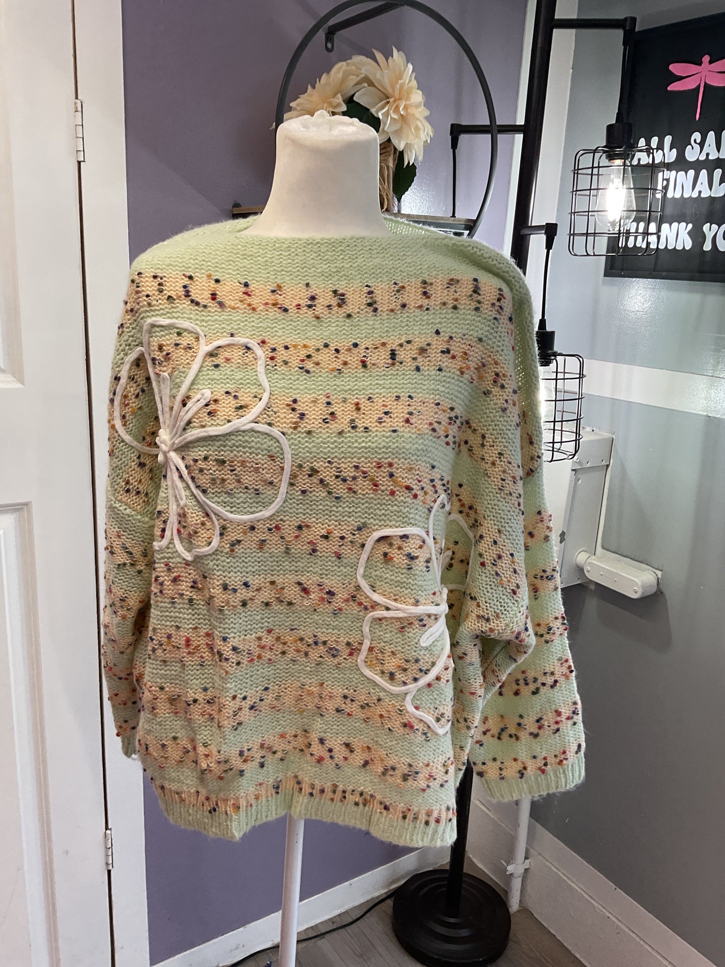 Popcorn stripe sweater