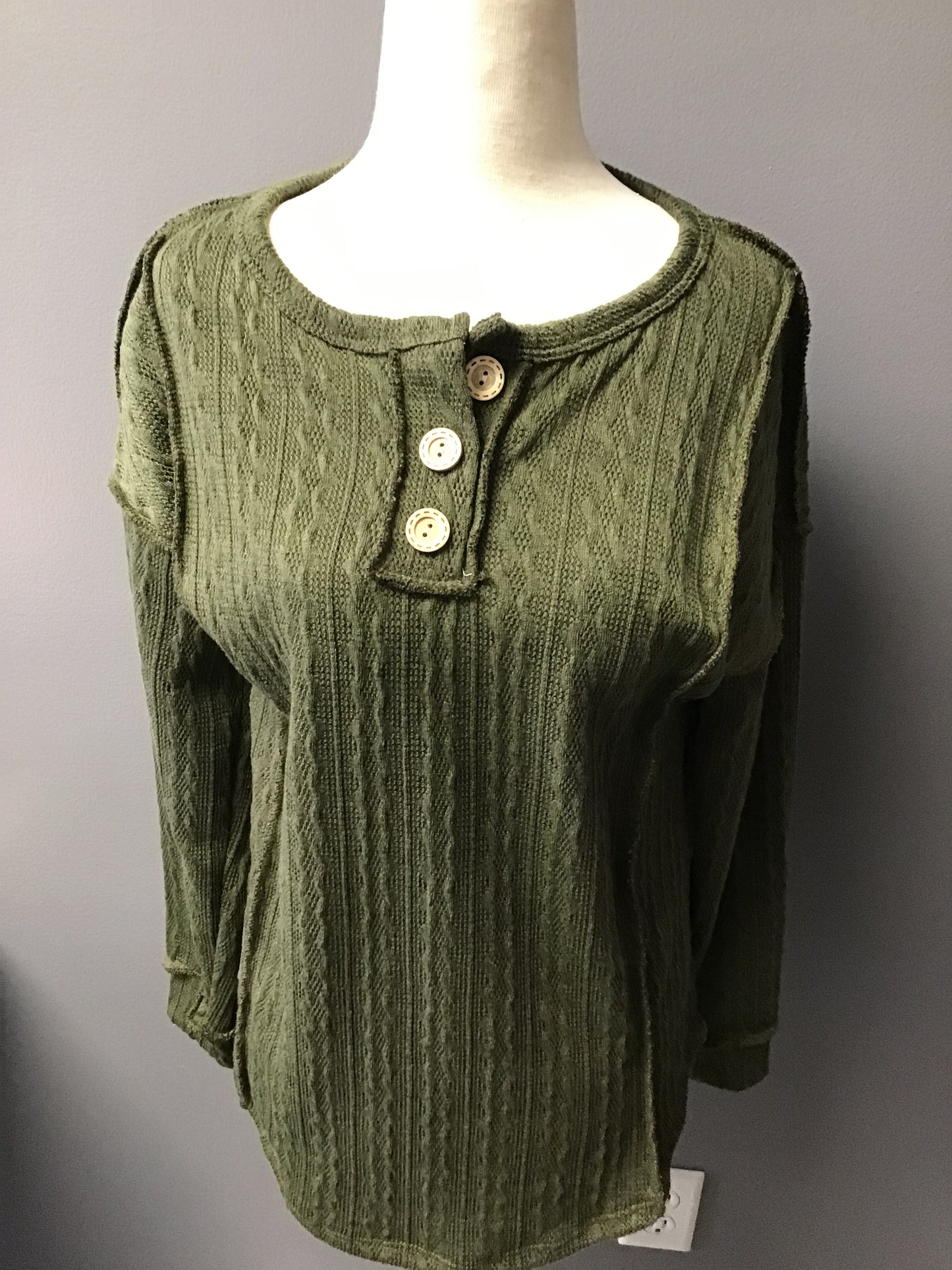 Cable knit button top