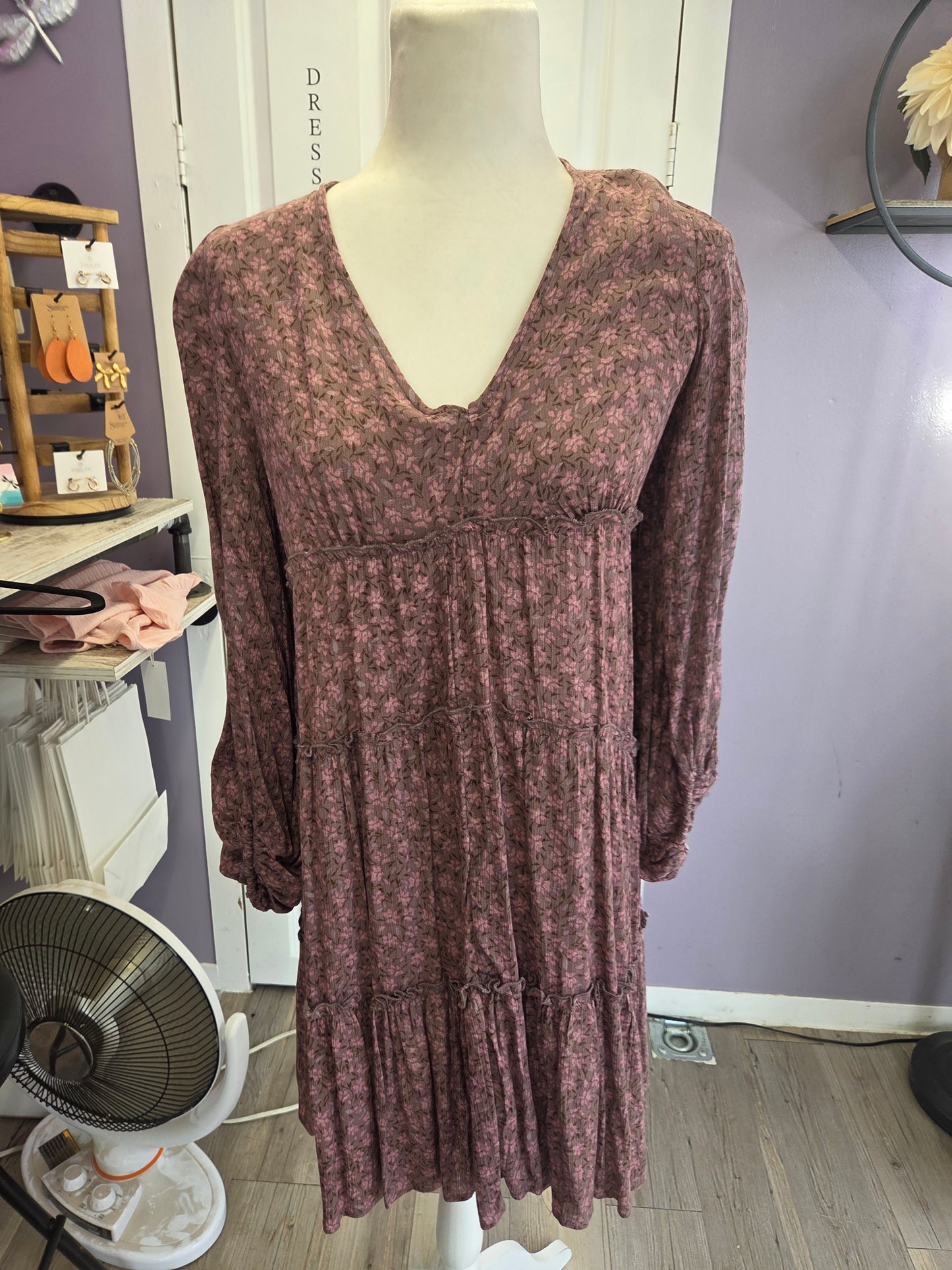 Dark rose printed dress
