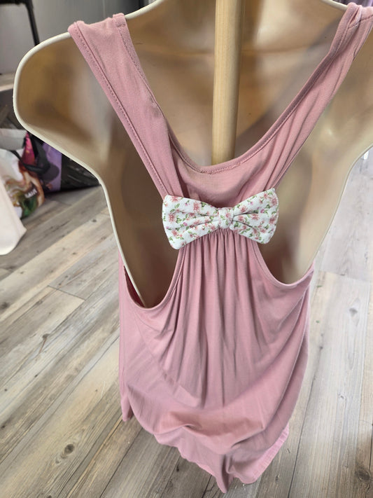 Pink floral accent tank top