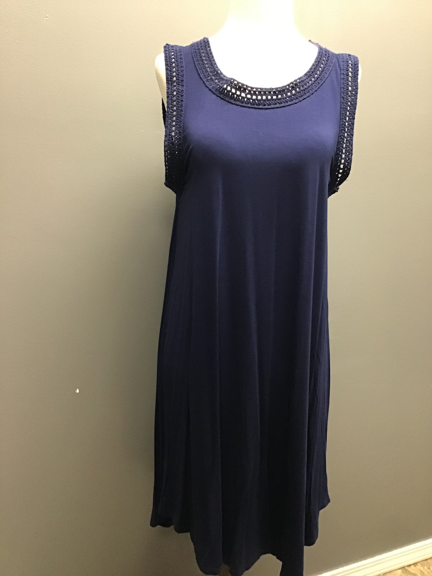 Crochet accent tank dress