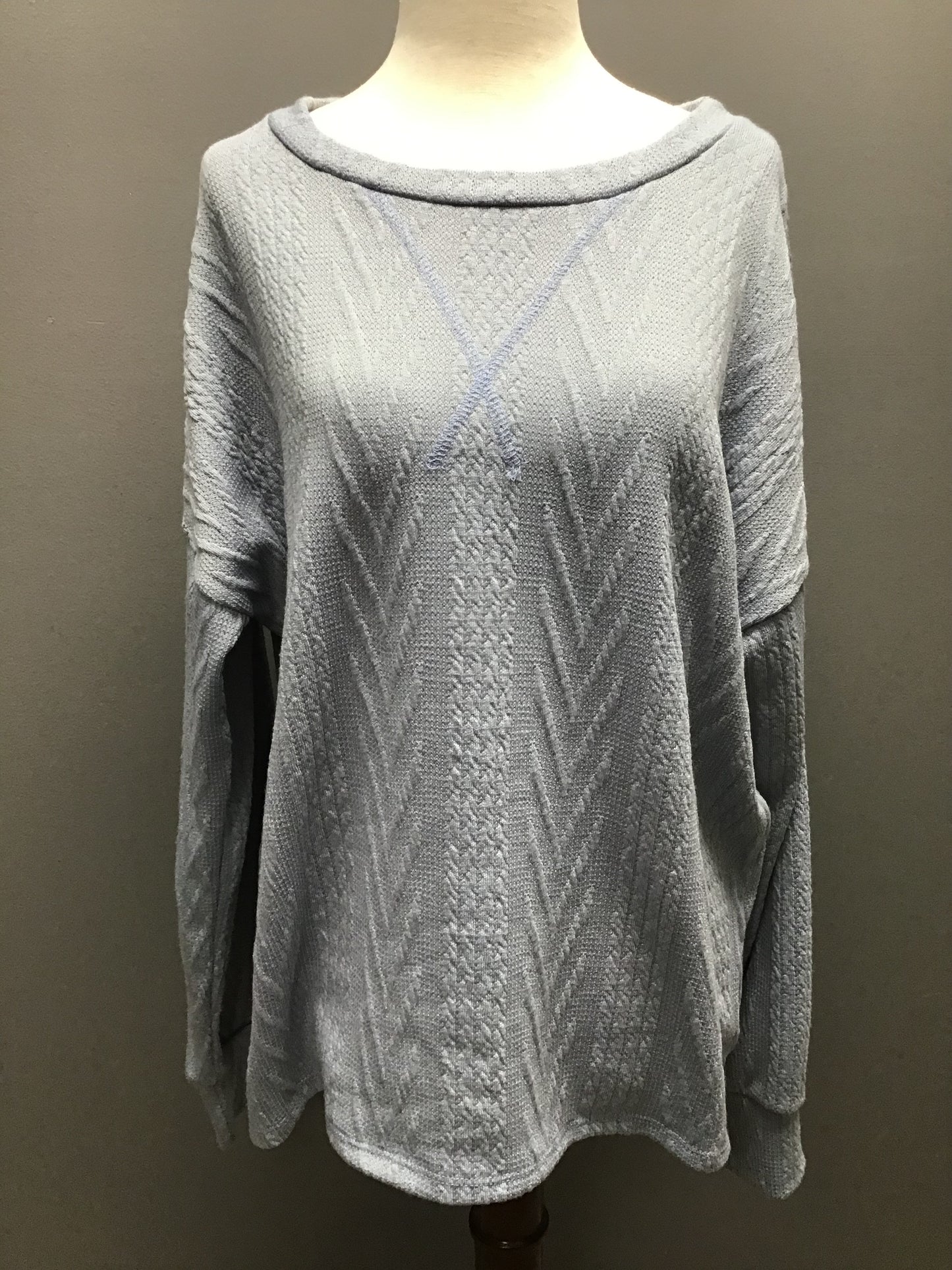 Blue cable knit sweater