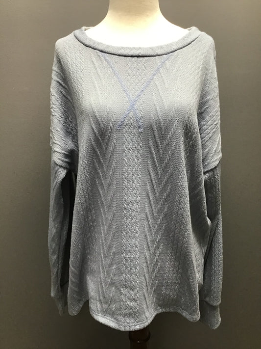 Blue cable knit sweater